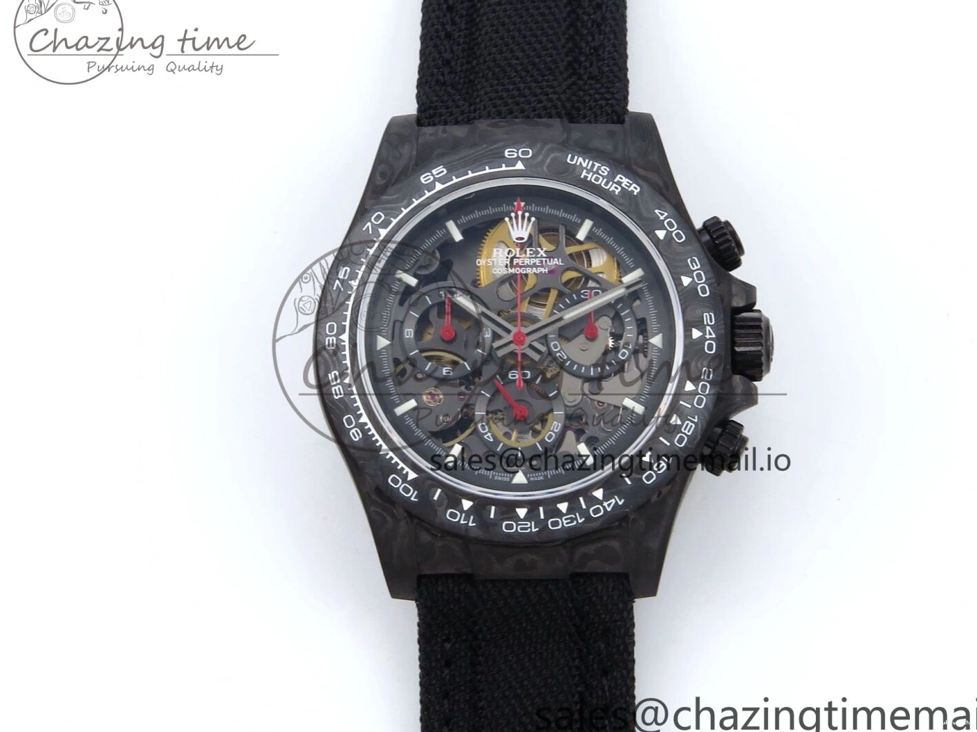 Best 40mm N6F Skeleton Black DD4801 Daytona Dial Gray Diw 1:1 Strap Edition Nylon 1126